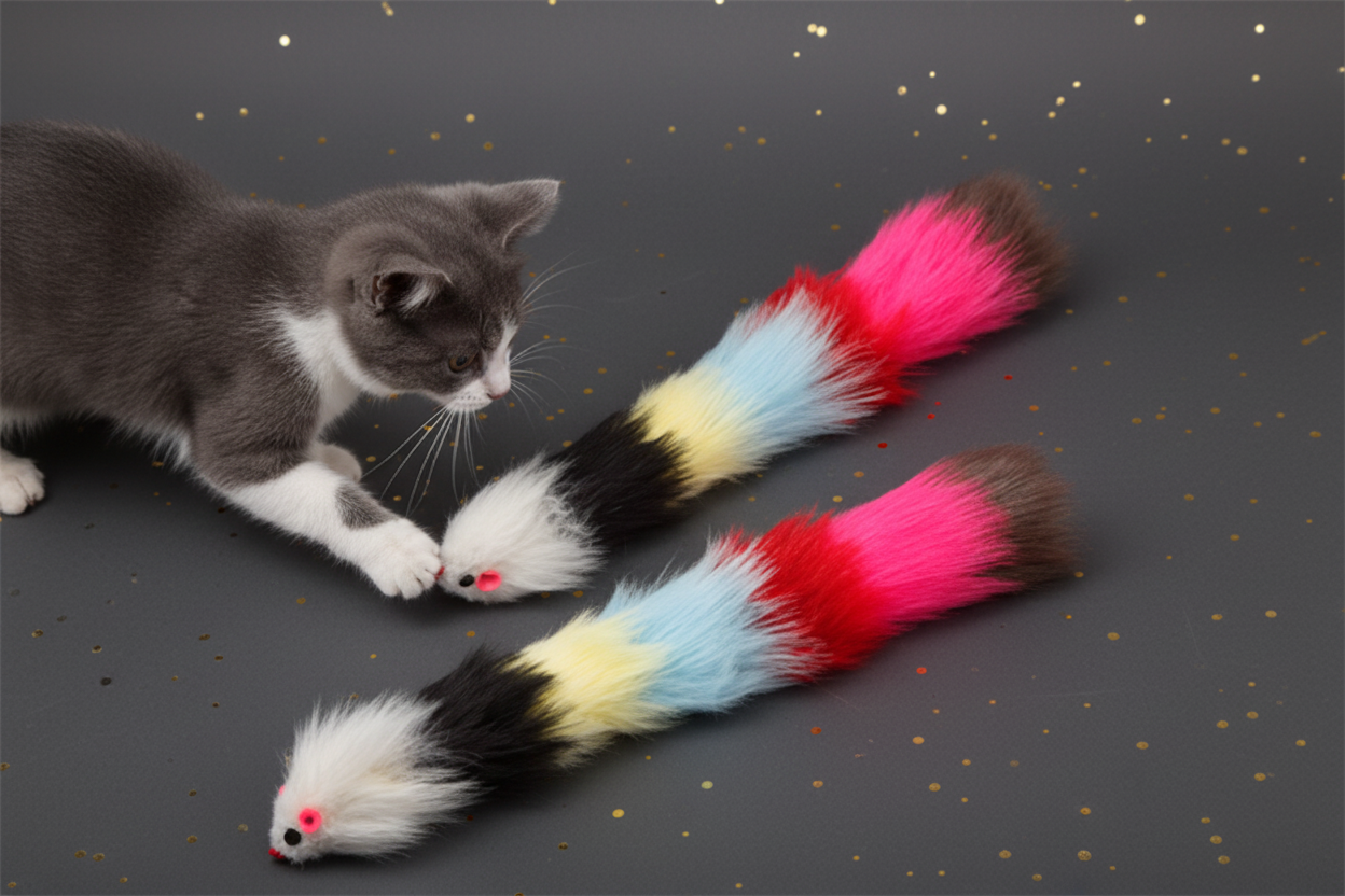 Katzen Spielzeug Maus mit Fell & Glöckchen