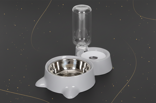 Ergonomische Doppel-Futterschüssel mit automatischem Wasserspender (500ml)