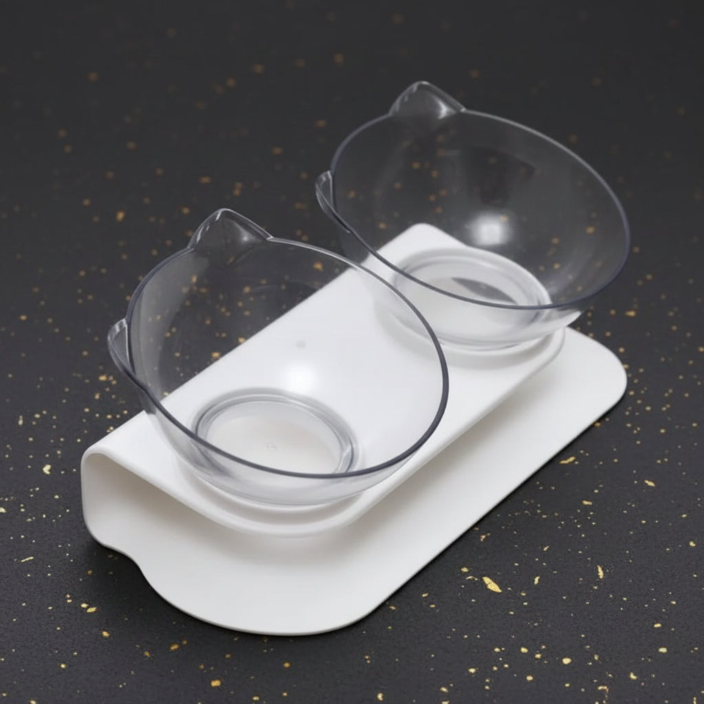 Doppelnapf mit Katzenohren – Futter & Wasser Set
