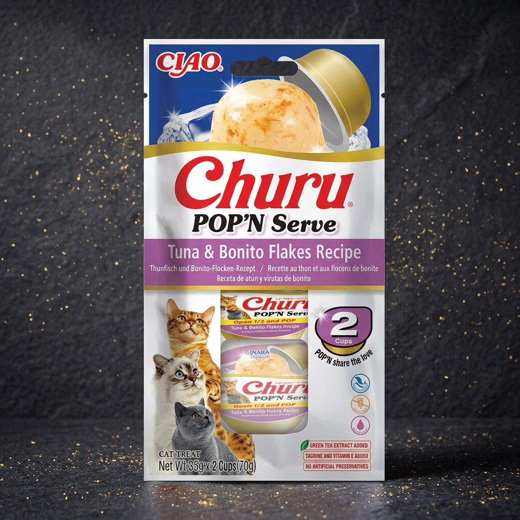 Inaba Churu Pop'N Serve – Thunfisch & Bonitoflocken (Katzen-Schleck-Snack)
