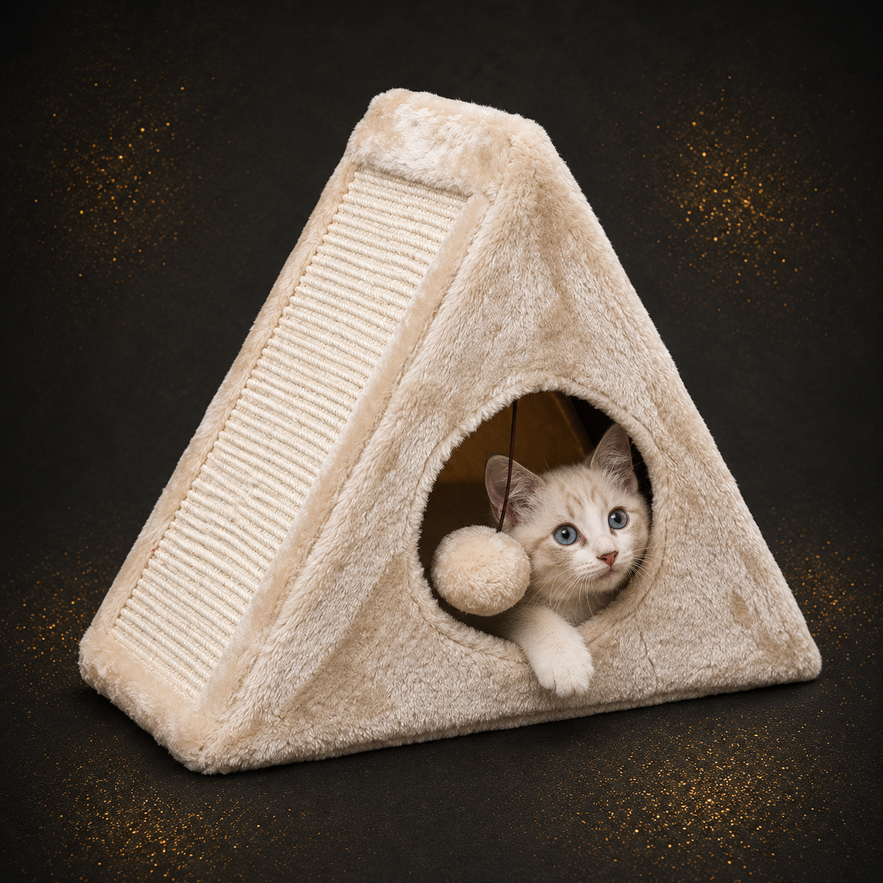 Katzenhaus mit Kratzfläche – 2-in-1 Schlaf & Spiel