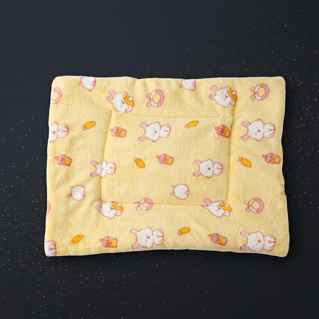 Flauschiges Flanell-Haustierkissen – Wolken & Hasen (70 x 55 cm)