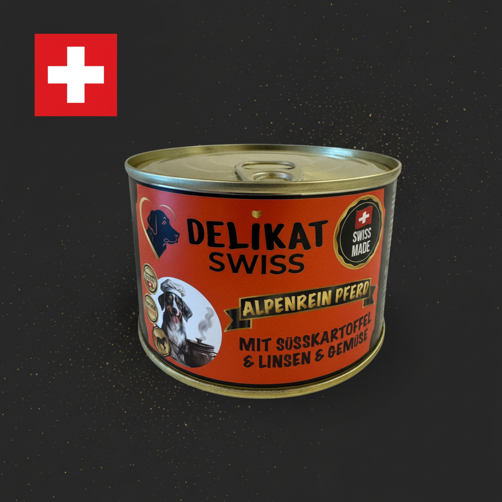DELIKAT SWISS – Alpenrein Pferd mit Süsskartoffel, Linsen & Gemüse