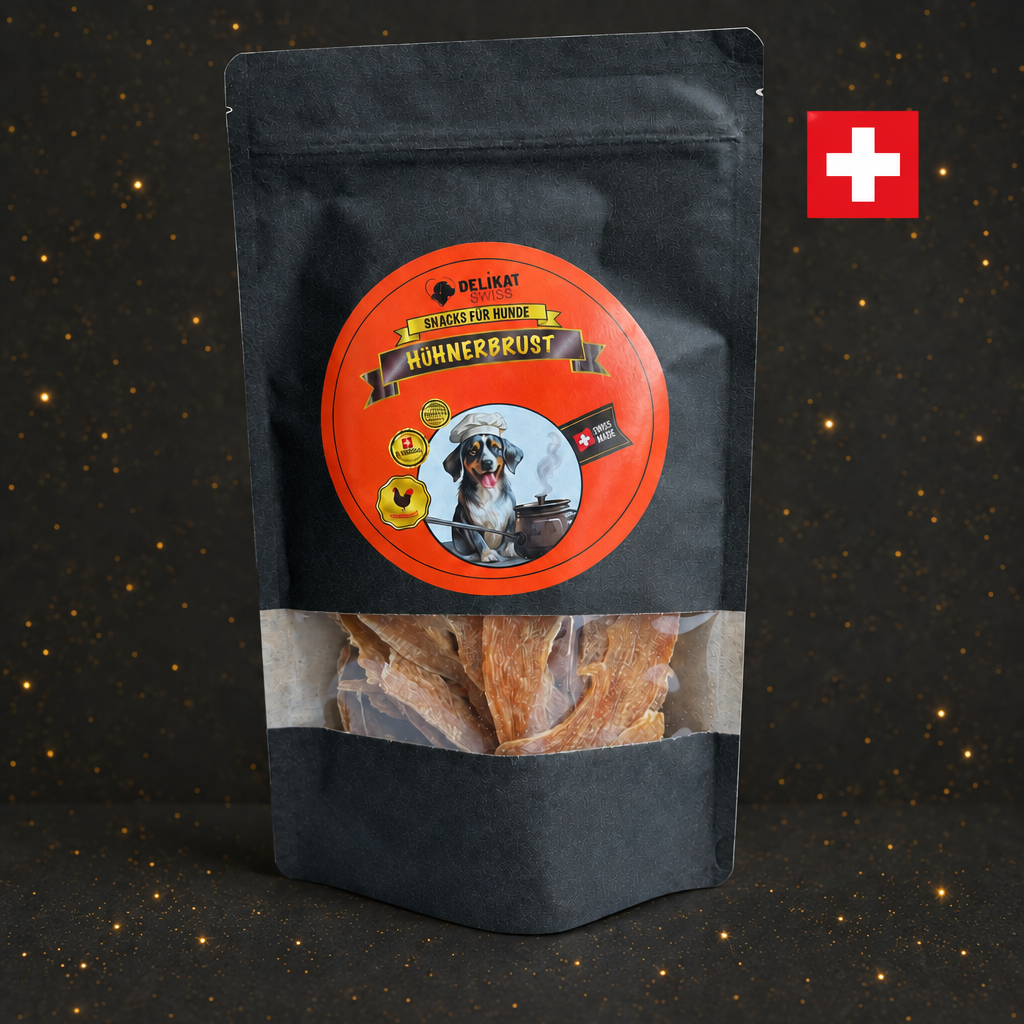 Getrocknete Hühnerbrust für Hunde aus der Schweiz – Fettarm & Proteinreich