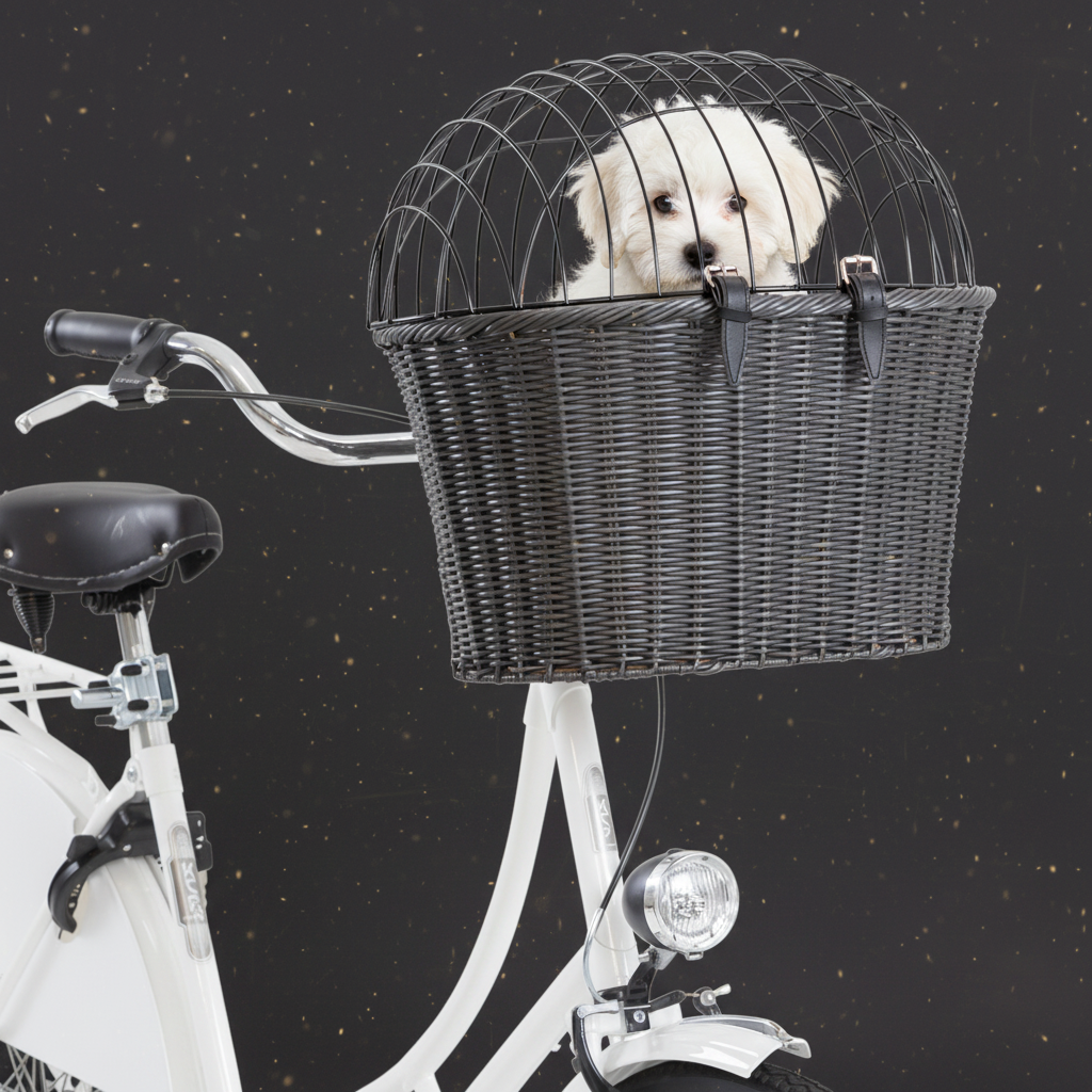 Front-Fahrradkorb mit Schutzgitter für Lenkstange, 44 × 34 × 41 cm, Anthrazit
