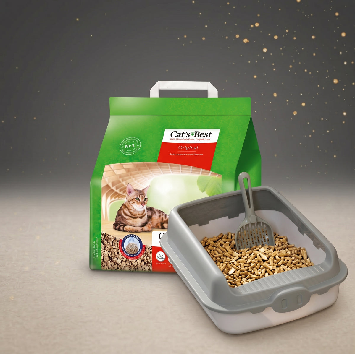 Katzen-Hygiene Starter-Set (Katzentoilette + 10L Cat's Best Öko-Streu)