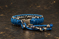 Handgefertigtes Paracord-Hundehalsband „V-Muster“ – Blau/Schwarz/Beige