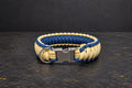 Handgefertigtes Paracord-Hundehalsband „V-Muster“ – Gelb/Blau
