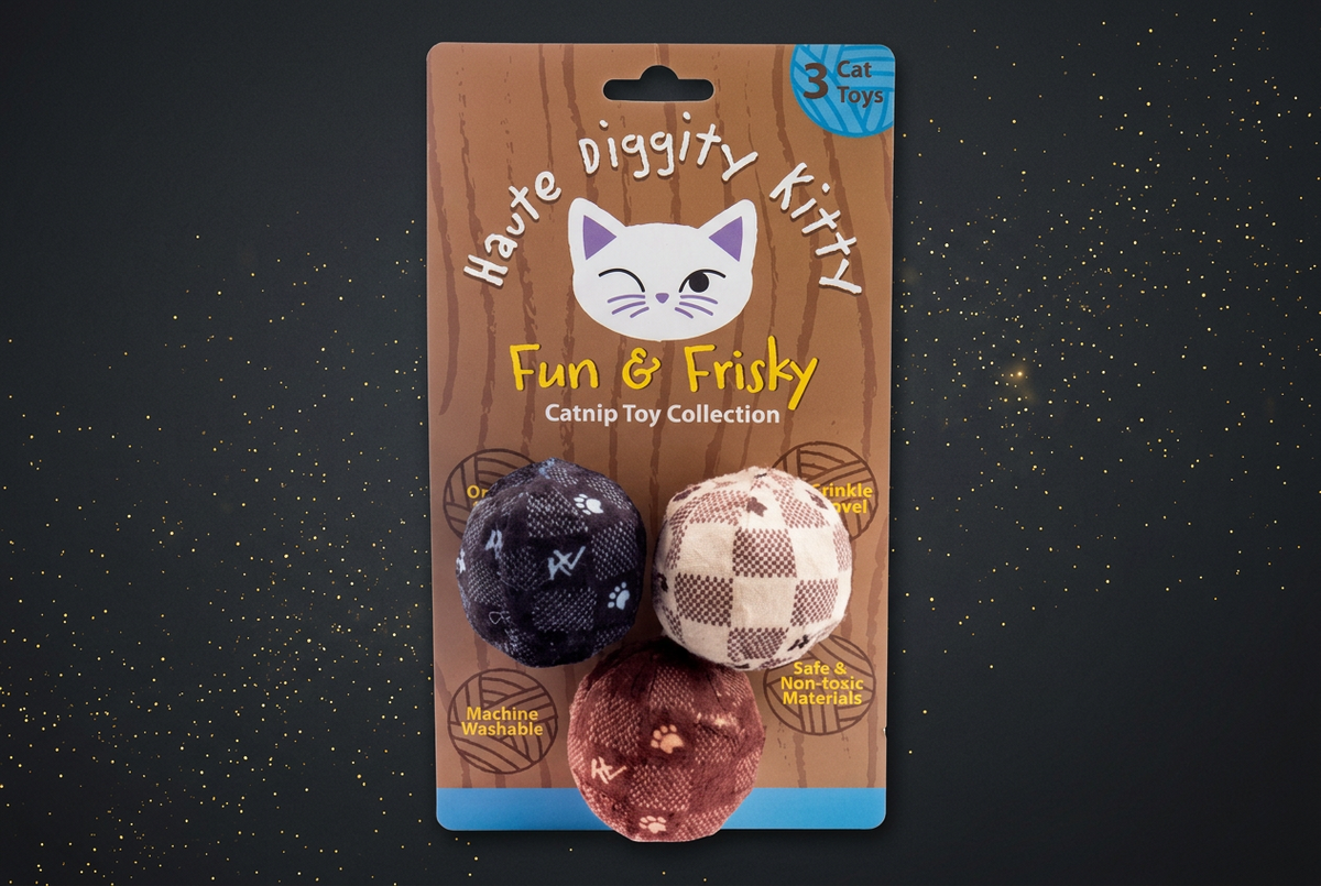 Haute Diggity Dog Kitty Vuiton Spielbälle Checker (3er-Set)