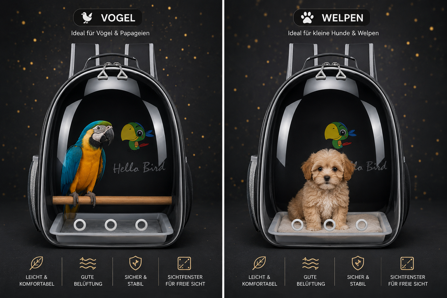 Haustier Rucksack für Hunde, Katzen & Vögel | Zampa King
