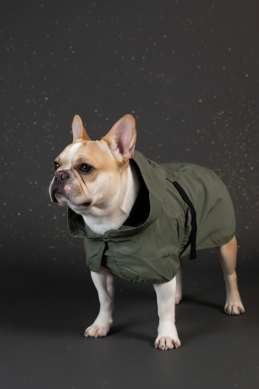 PAIKKA Reflektierender Regenmantel für Hunde – Grün Olive