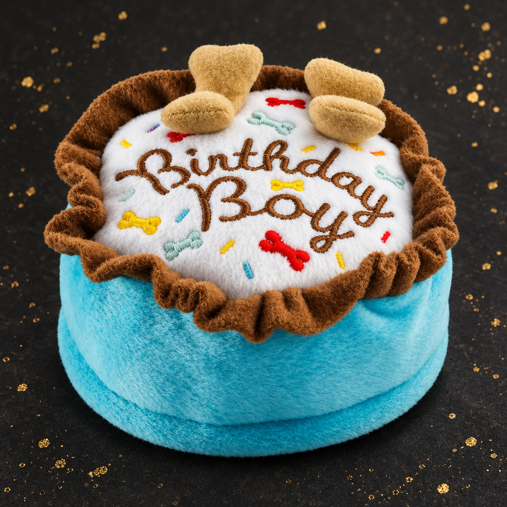 Birthday Boy Plüsch-Hundespielzeug – Geburtstagstorte mit Quietscher | Large