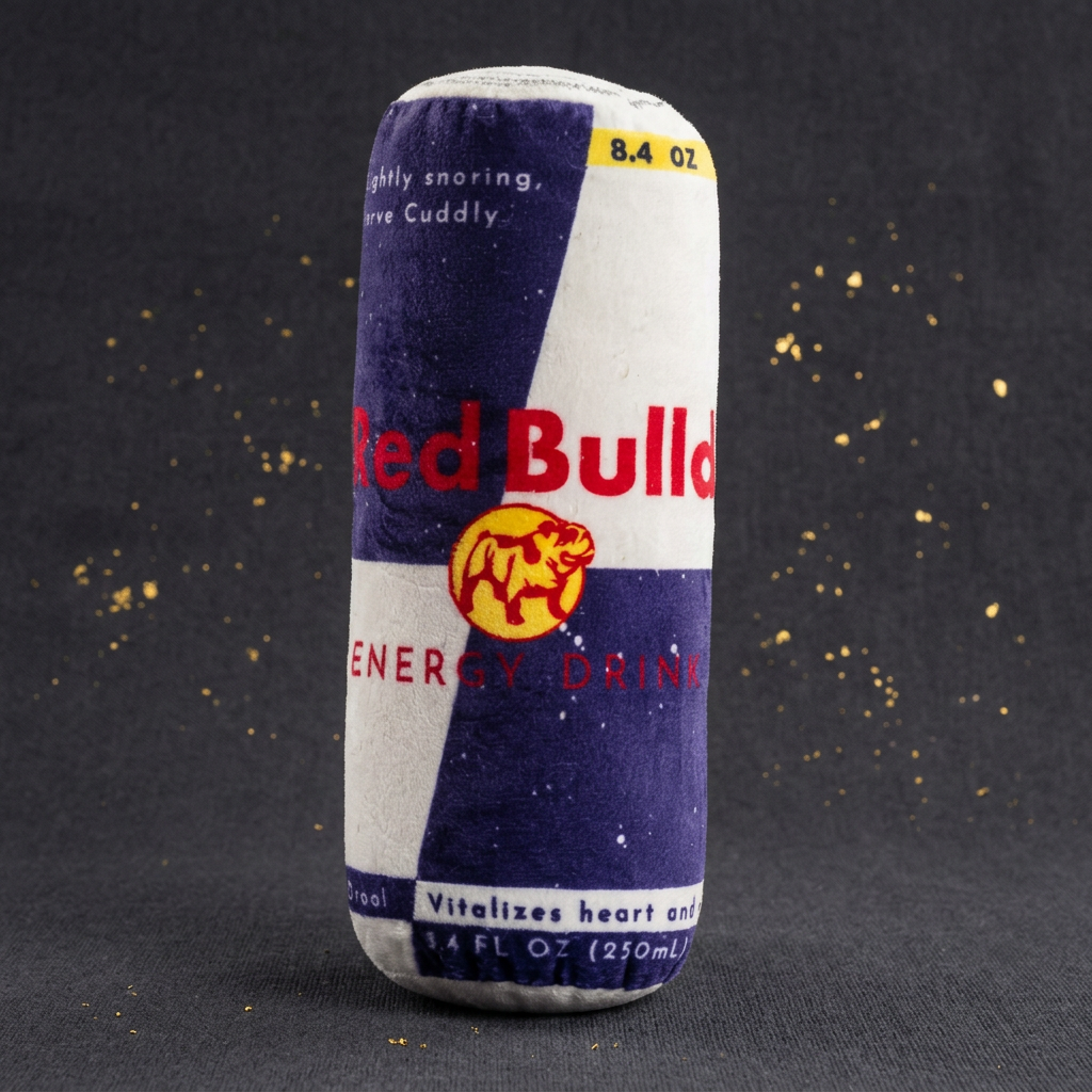 Red Bulldog Energy-Drink-Hundespielzeug mit Quietscher & Knistereffekt