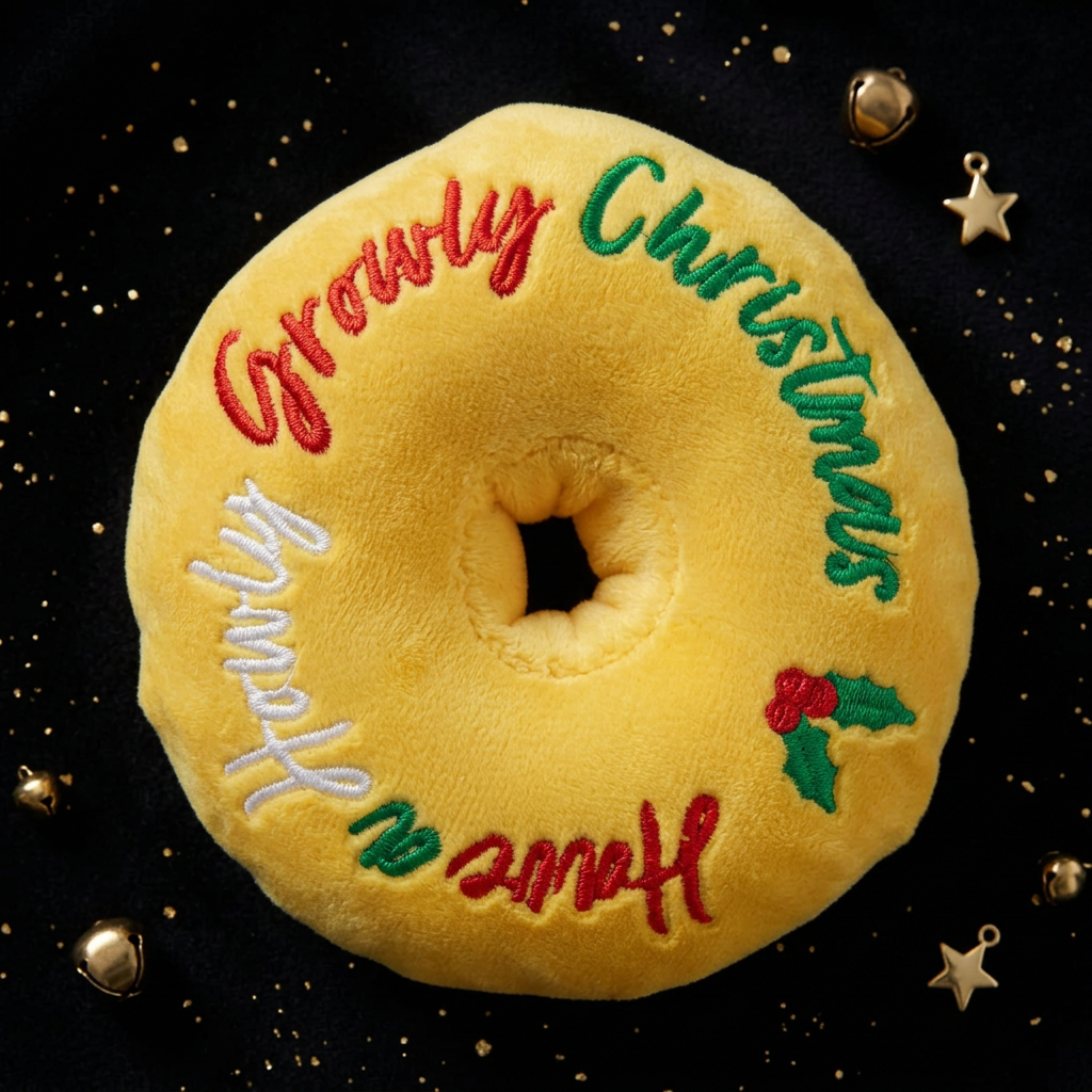 Puppermint Donut Weihnachts-Hundespielzeug mit Quietscher