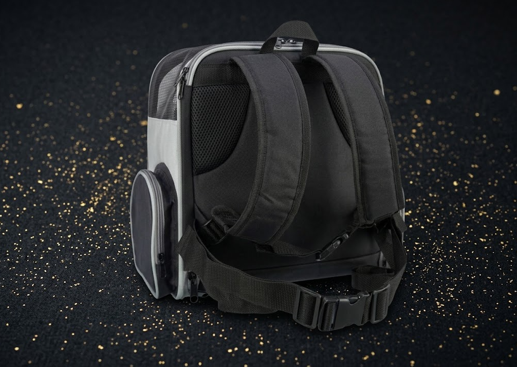 Rucksack Chloe (39 × 43 × 27 cm) – Hellgrau / Schwarz