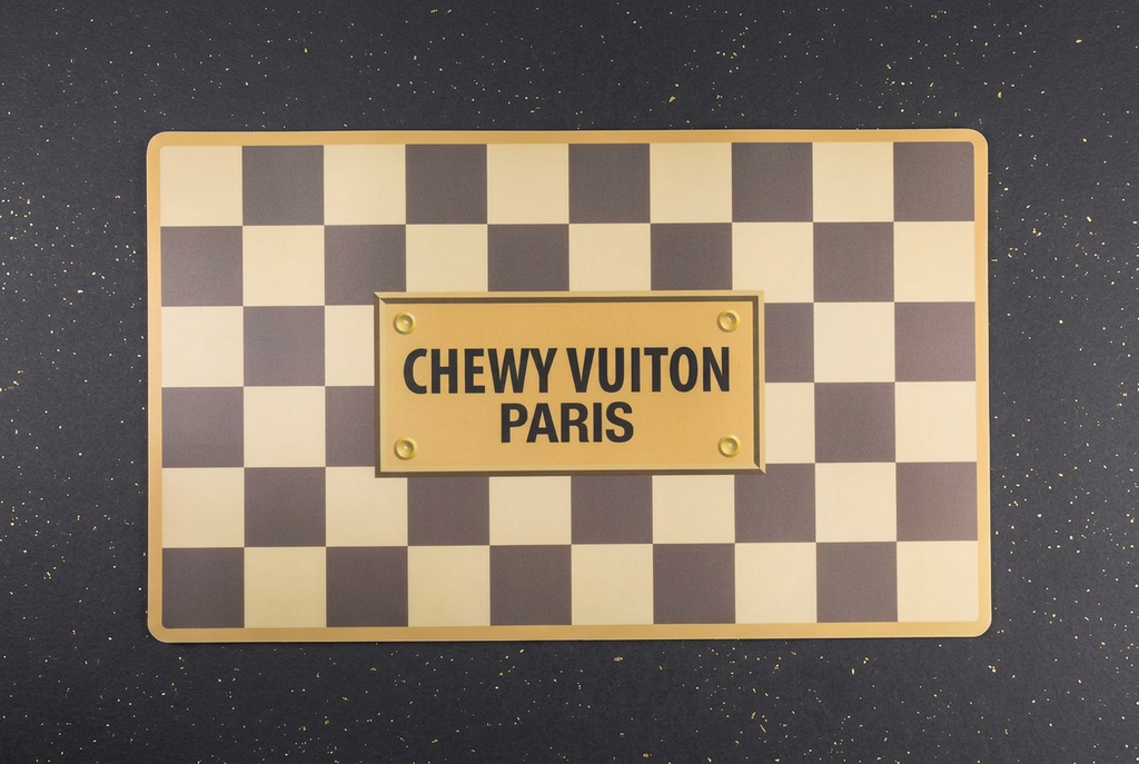 Tan Checker Chewy Vuiton Futternapf-Unterlage